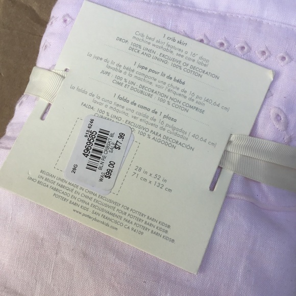 Pottery Barn Baby Bedding New Pottery Barn Pink Linen Eyelet Crib Skirt Poshmark